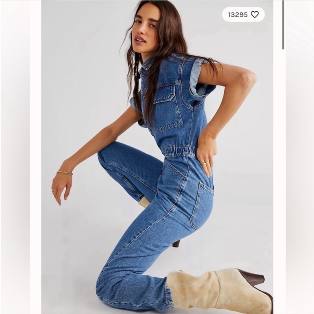 Free People Marci Denim Jumpsuit - Picture 2 of 12